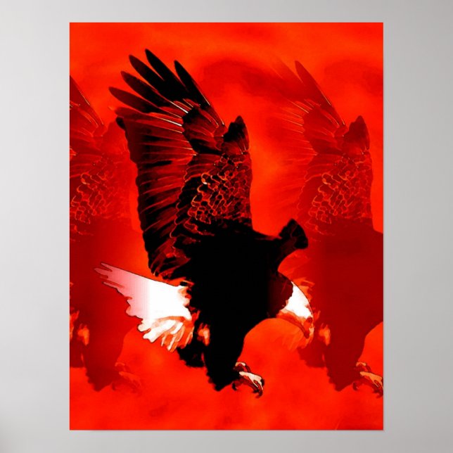Landing Eagle Poster Print - Red Eagle Poster (Vorne)