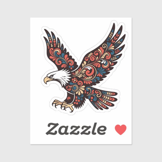 Landing Eagle Sticker - Ornamental Paisley Wings & (Blatt)