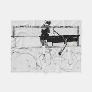 Landing It - Stunt Scooter Rider Fleece Blanket