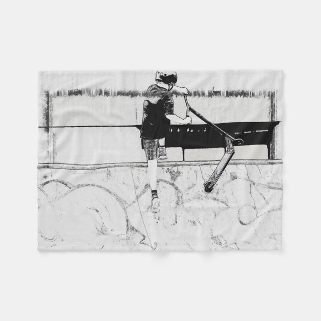 Landing It - Stunt Scooter Rider Fleece Blanket (Vorderseite (Horizontal))