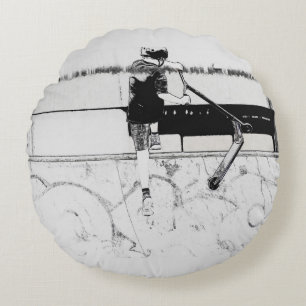 Landing It - Stunt Scooter Rider Round Pillow Rundes Kissen