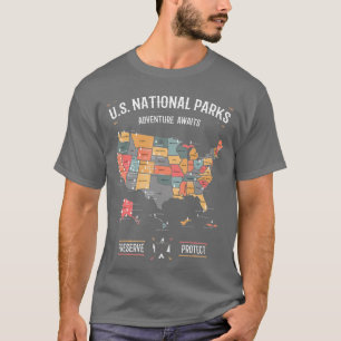 Landkarte der USA Schutz Wandern T-Shirt