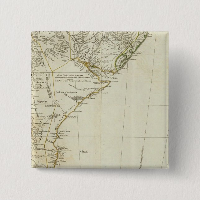 Landkarte des Südamerika-Teils Button (Vorderseite)