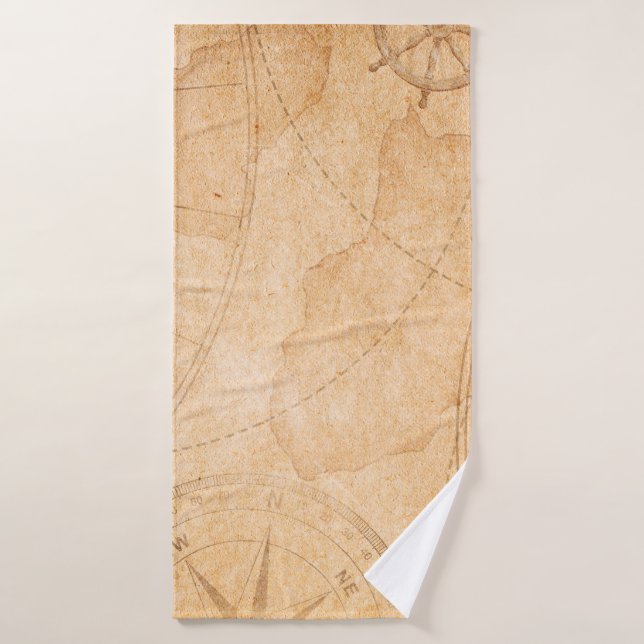 Landkarte für gealterte Piraten, Schatz,v Badehandtuch (Badehandtuch)