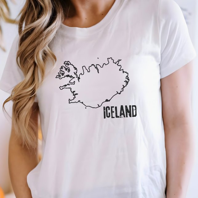 Landkarte Islands Nationale Grenzlinie T-Shirt (Von Creator hochgeladen)