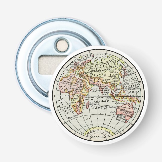 Landkarte Ost-Hemisphäre Globe Travel Art Flaschenöffner (Vorderseite)