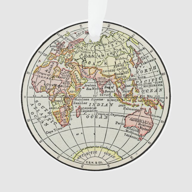Landkarte Ost-Hemisphäre Globe Travel Art Ornament (Vorderseite)