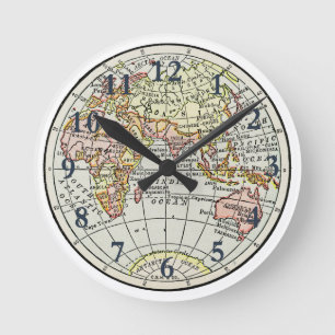 Landkarte Ost-Hemisphäre Globe Travel Art Runde Wanduhr