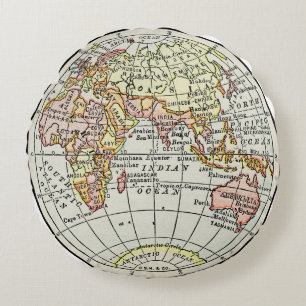 Landkarte Ost-Hemisphäre Globe Travel Art Rundes Kissen