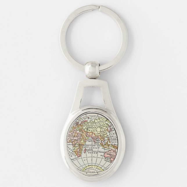 Landkarte Ost-Hemisphäre Globe Travel Art Schlüsselanhänger (Vorderseite)