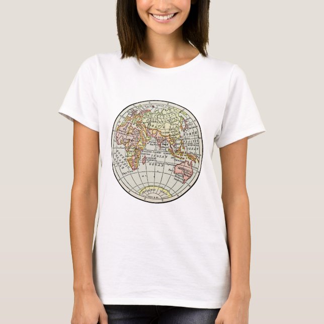 Landkarte Ost-Hemisphäre Globe Travel Art T-Shirt (Vorderseite)