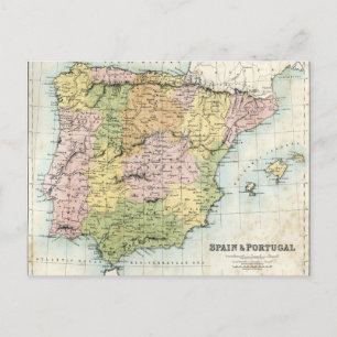 Landkarte Spaniens und Portugals Postkarte