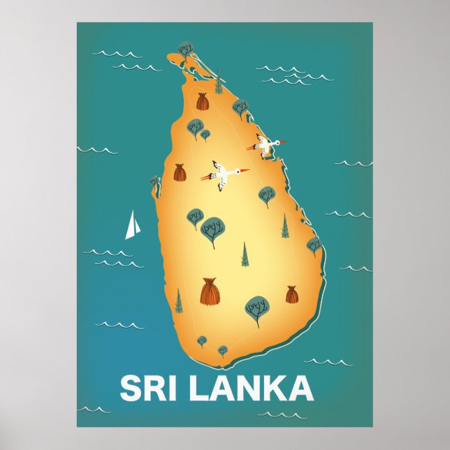 Landkarte Sri Lankas Poster (Vorne)