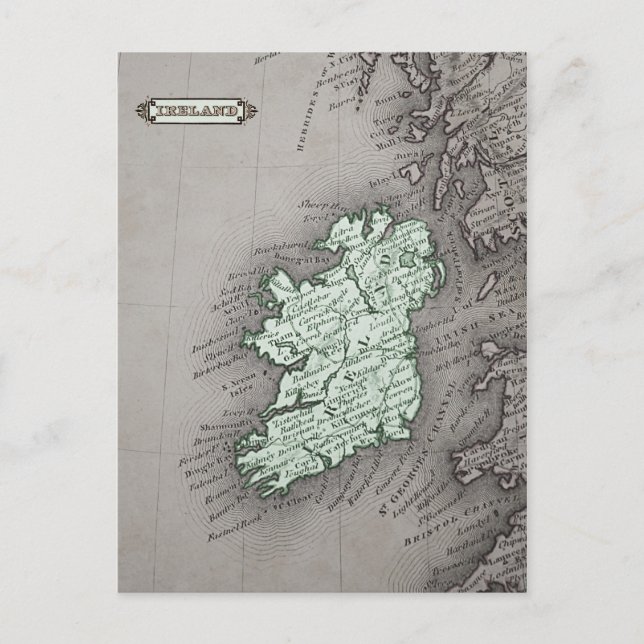 Landkarte von Irland, grün Postkarte (Vorderseite)