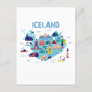 Landkarte von Island Postkarte