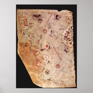 Landkarte von Piri Reis Poster