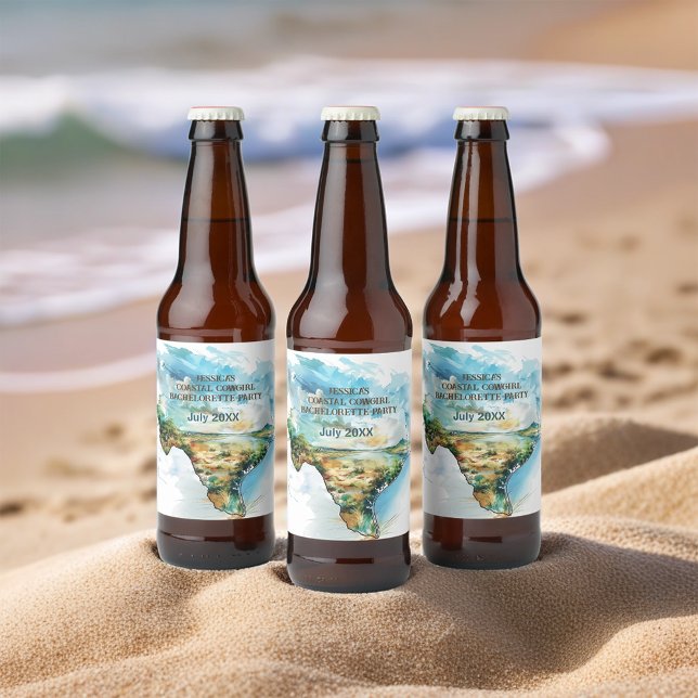 Landkarte von Texas Cowgirl Junggeselinnen-Abschie Bierflaschenetikett (Von Creator hochgeladen)