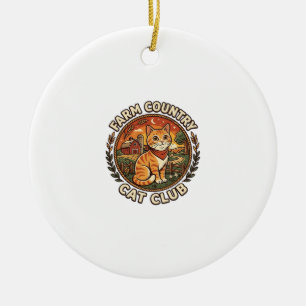 Landkatze Katze Liebhaber Geschenk - Landkatze Keramik Ornament