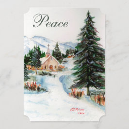 Landkirche im Winter Wasserfarbengebirge Szene Einladung