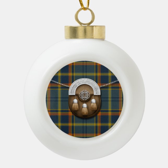 Landkreis-Antrim irischer Tartan und Sporran Keramik Kugel-Ornament (Vorderseite)