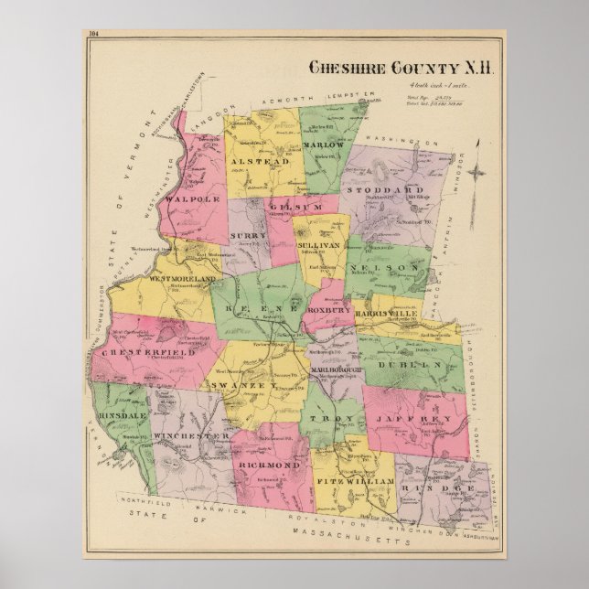 Landkreis Cheshire, NH Poster (Vorne)