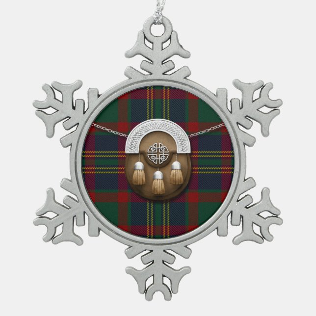 Landkreis Cork Irish Tartan und Sporran Schneeflocken Zinn-Ornament (Vorderseite)