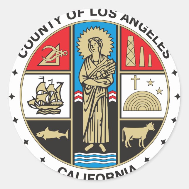 Landkreis des Siegels Los Angeles Runder Aufkleber (Vorderseite)