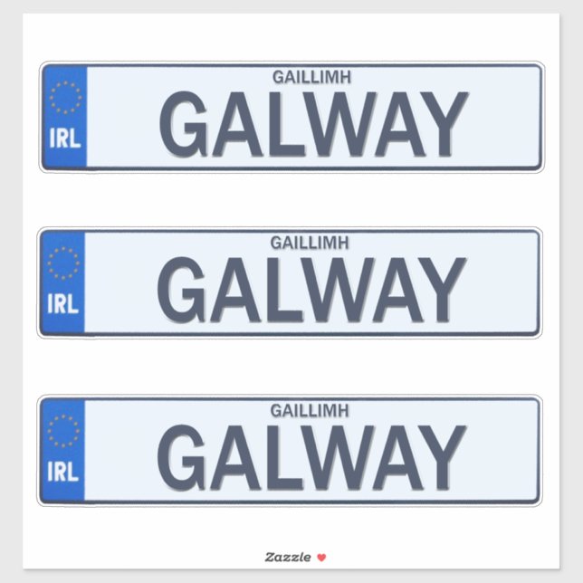 Landkreis Galway Irish Reg Plate Decal Stickers x  Aufkleber (Blatt)
