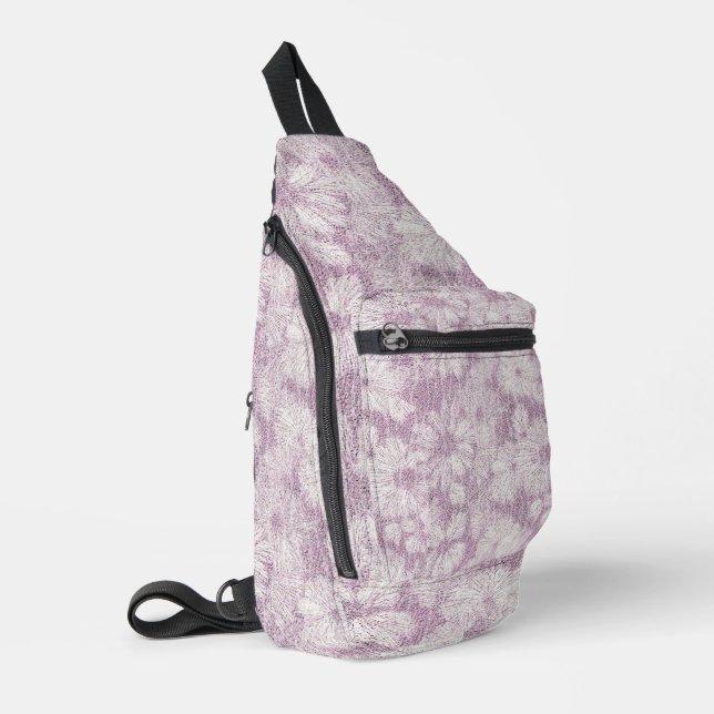Landkreis Hütte Velvety Lilac Daisy Crossbody Bag (Linke Seite)
