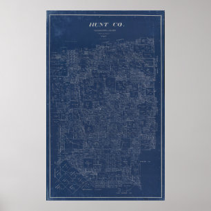 Landkreis jagen, Texas 1894 Vintage Karte Poster