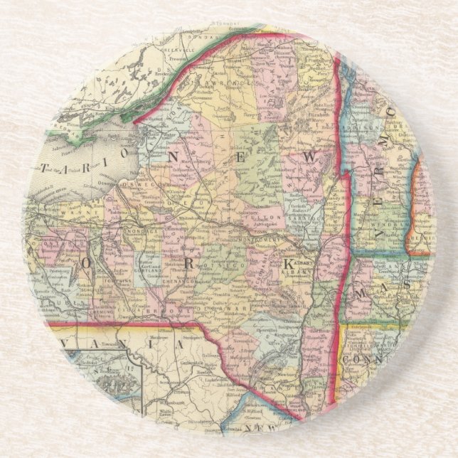 Landkreis Karte der Staaten von New York Getränkeuntersetzer (Vorne)