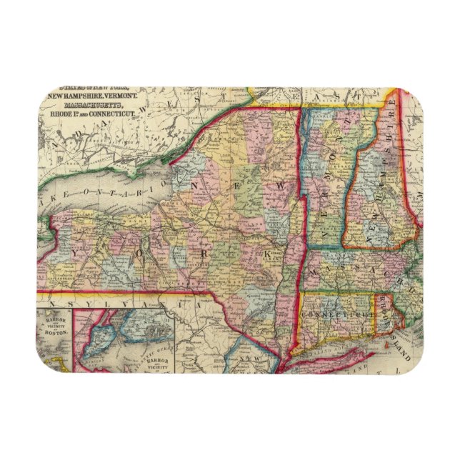 Landkreis-Karte der Staaten von New York Magnet (Horizontal)