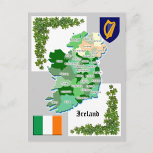 Landkreis-Karte von Irland Postkarte