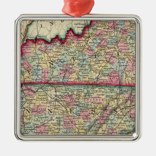 Landkreis-Karte von Kentucky und von Tennessee Ornament Aus Metall (Vorne)