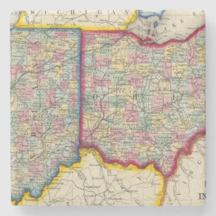 Landkreis-Karte von Ohio und von Indiana Steinuntersetzer