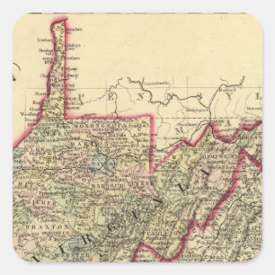Landkreis-Karte West Virginia Quadratischer Aufkleber