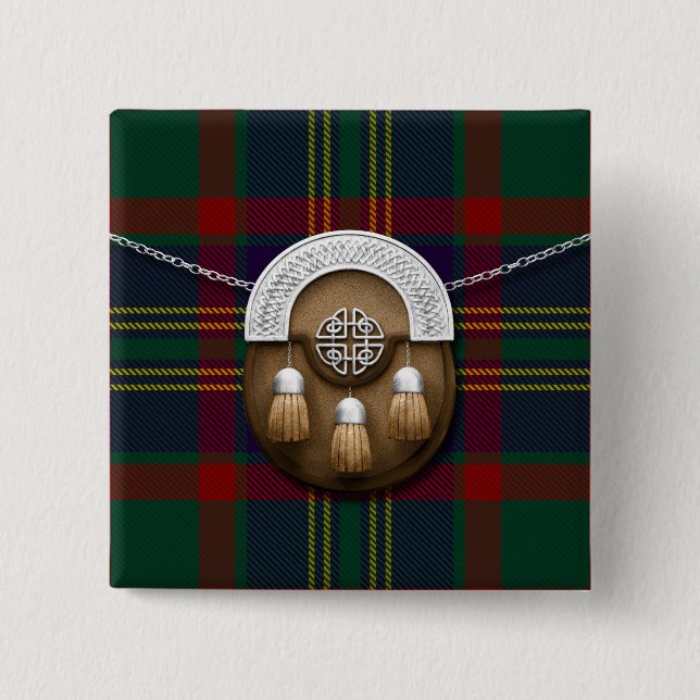 Landkreis-Korkenirischer Tartan und Sporran Button (Vorderseite)