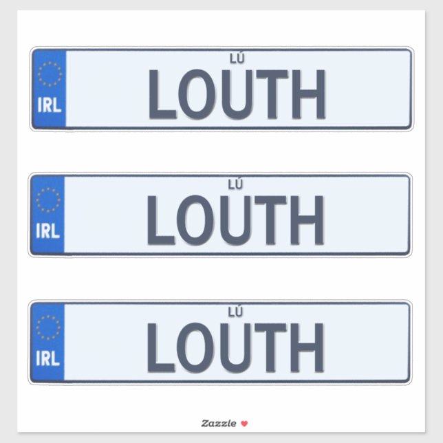 Landkreis Louth Irish Reg Plate Decal Stickers x 3 Aufkleber (Blatt)