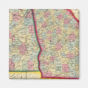 Landkreis Map of Georgia und Alabama Magnet