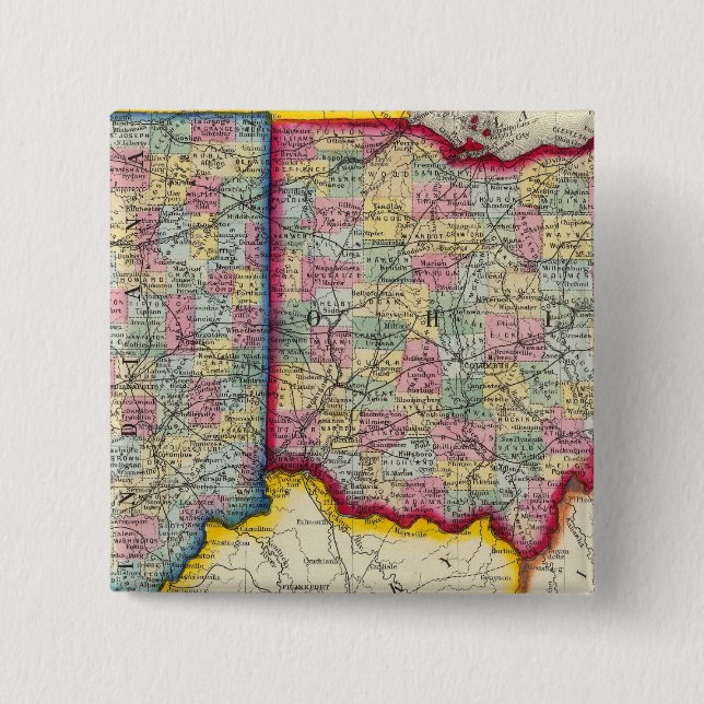 Landkreis Map of Ohio und Indiana Button (Vorderseite)