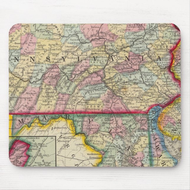 Landkreis Map of Pennsylvania, New Jersey Mousepad (Vorne)