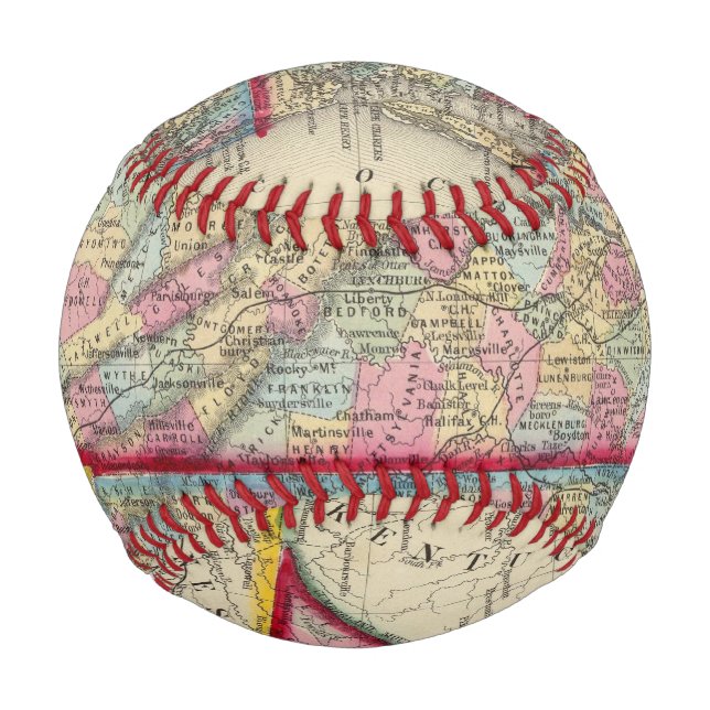 Landkreis Map of Virginia und North Carolina Baseball (Vorderseite)