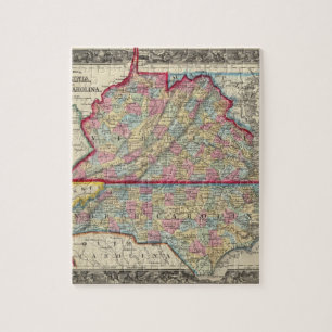 Landkreis Map of Virginia und North Carolina Puzzle