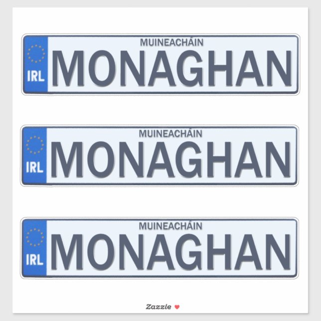 Landkreis Monaghan Irish Reg Plate Decal Stickers  Aufkleber (Blatt)