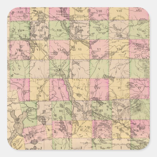 Landkreis Piscataquis, Maine Quadratischer Aufkleber (Vorderseite)