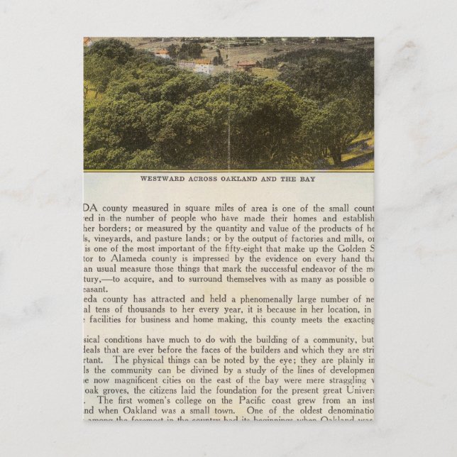 Landkreis Verso Alameda, Oakland und Bucht Postkarte (Vorderseite)