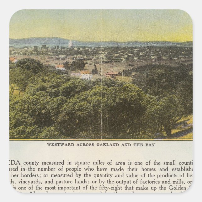 Landkreis Verso Alameda, Oakland und Bucht Quadratischer Aufkleber (Vorderseite)