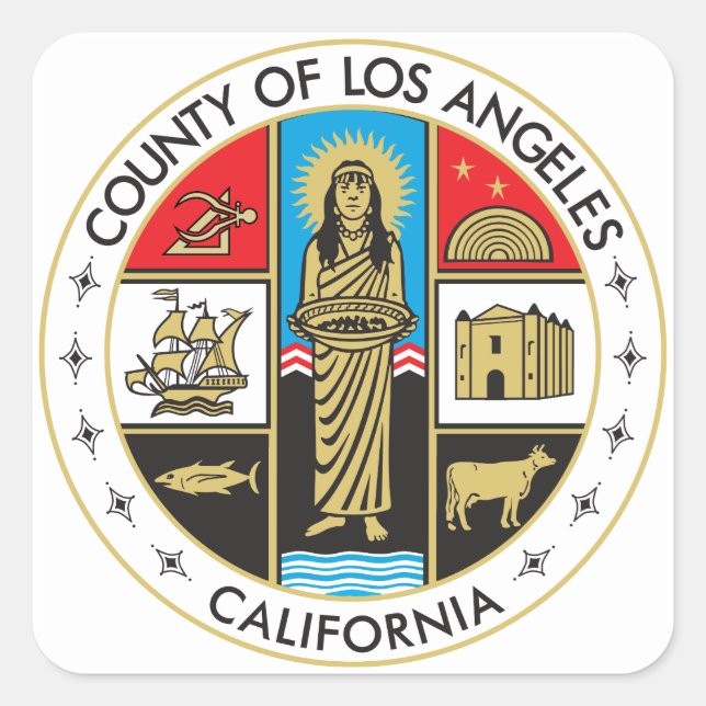 Landkreis von Los Angeles Quadratischer Aufkleber (Vorderseite)