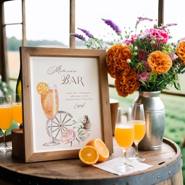 Landkreis Western Wasserfarbe Mimosa Bar Poster (Watercolor County Western Watercolor Mimosa Bar Poster)