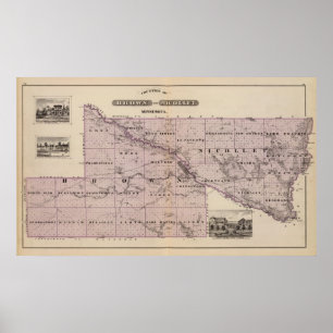 Landkreise von Brown und von Nicollet, Minnesota Poster